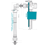 grifo flotador llenado retardado entrada lateral+inferior dimensiones | plastisan