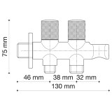 llave escuadra doble negro mate con soporte | drena