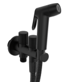 llave escuadra doble negro mate con soporte | drena