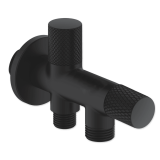 llave escuadra doble ½ moleteada negro mate | drena | plastisan