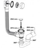 válvula bañera cable con sifón tapón pequeño | plastisan