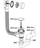 válvula bañera cable con sifón tapón grande | plastisan