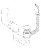 válvula bañera clic clac con sifón, rebosadero, salida orientable | plastisan