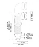 manguito wc curvo extensible 280mm | drena | plastisan